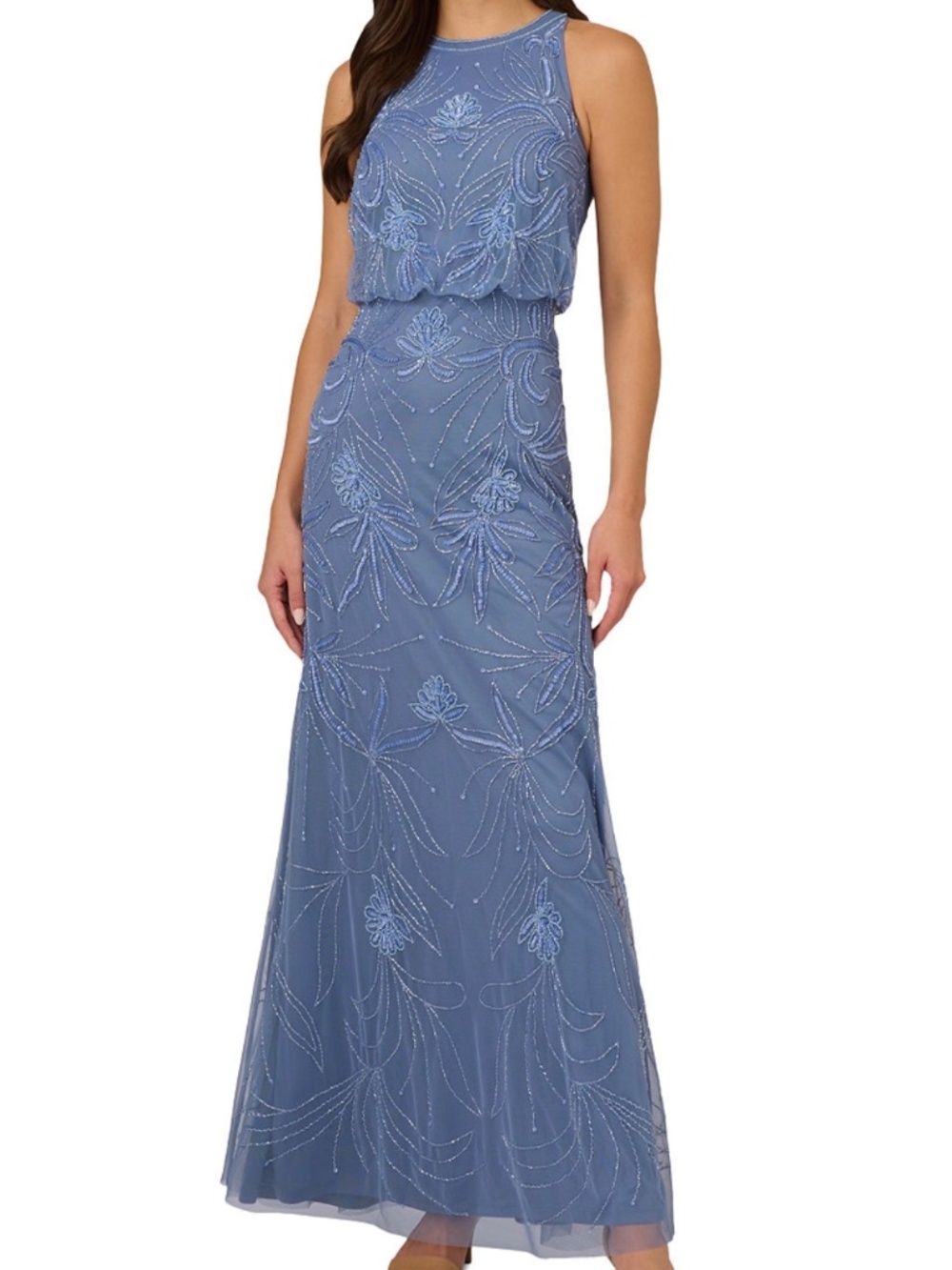 Adrianna Papell Beaded Bloused-Waist Dress - NEW NEVER WORN